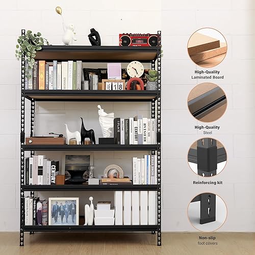 Miniatura 4 de AHEONLAR Estantes de almacenamiento ajustables de 4 niveles para garaje, estantería resistente, estantes de almacenamiento de metal para almacén,