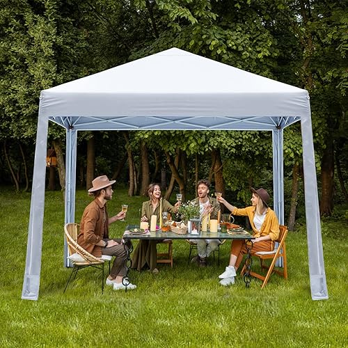 Miniatura 6 de MASTERCANOPY Tienda de campaña desplegable de 10 x 10 pies con bolsillos de 4 pies (blanco)