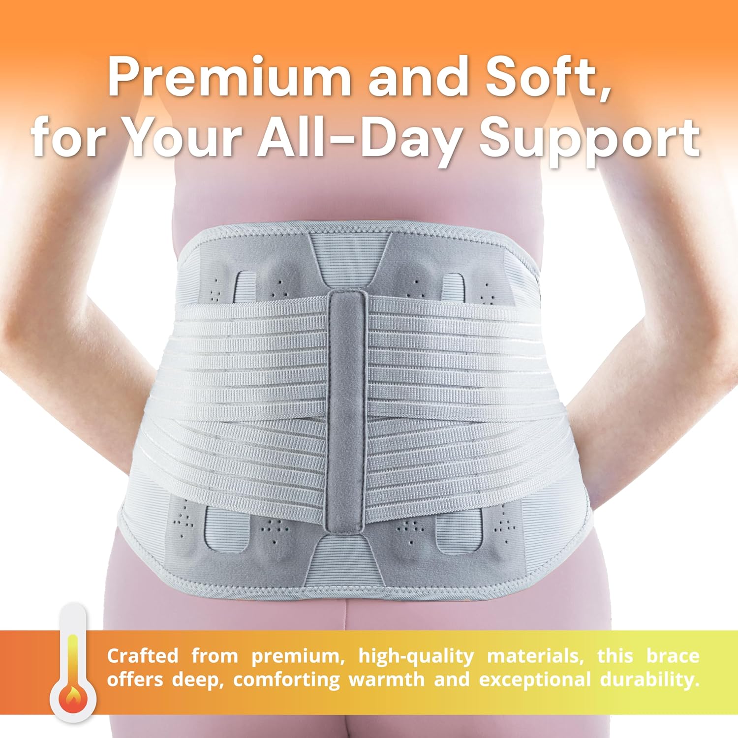 OPPO 2366 High Lumbar Support Back Brace with Flexible Stays - Lower Back Pain Relief, Sciatica Pain Relief, Scoliosis, Herniated Disc - for Elderly and Office Worker (Gray, XX-Large, 1-Pack)