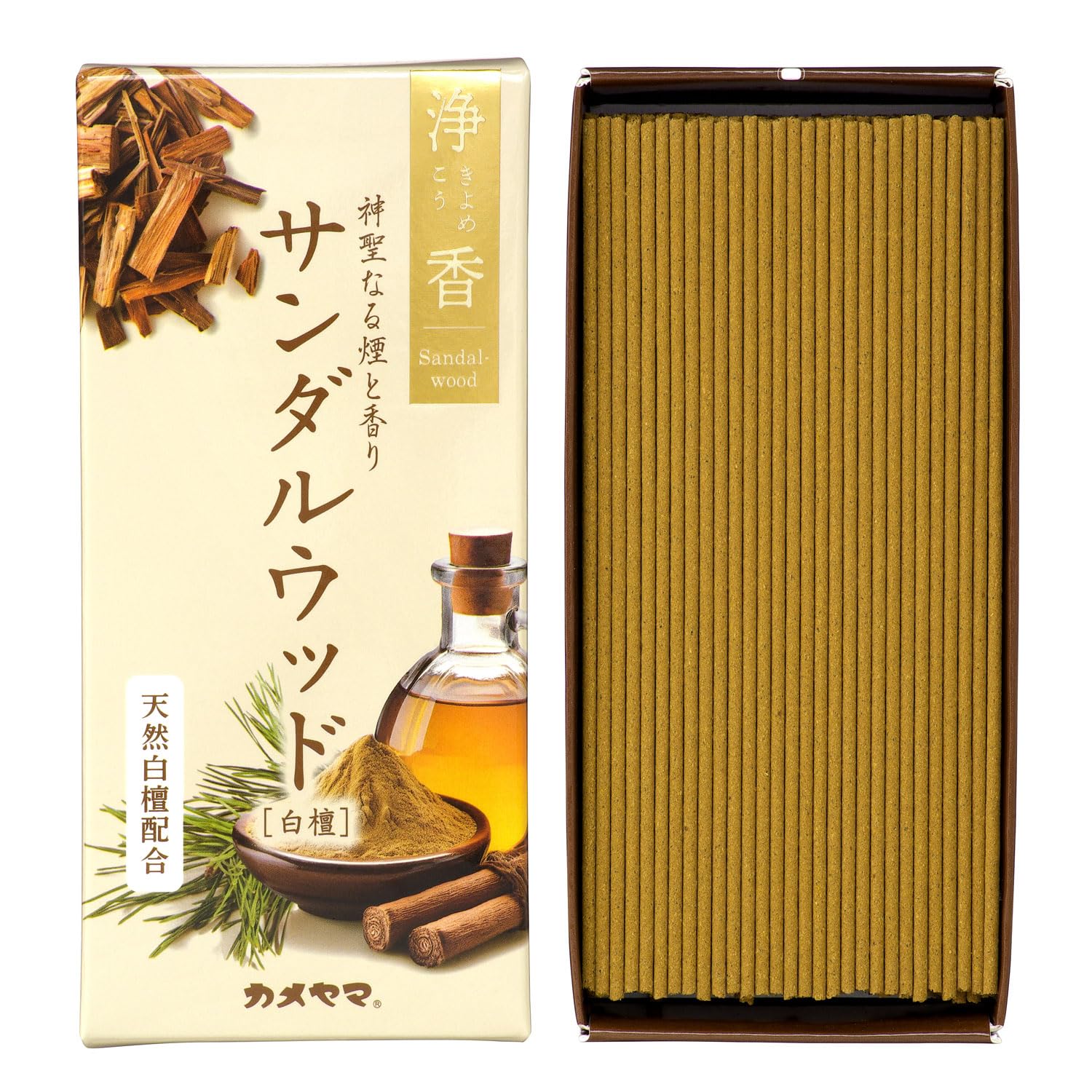 Kameyama Sandalwood Purifying Incense, Approx. 2.5 oz (70 g), Approx. 160 Incense, Cleansing, Relaxing, Refreshing : Home & Kitchen