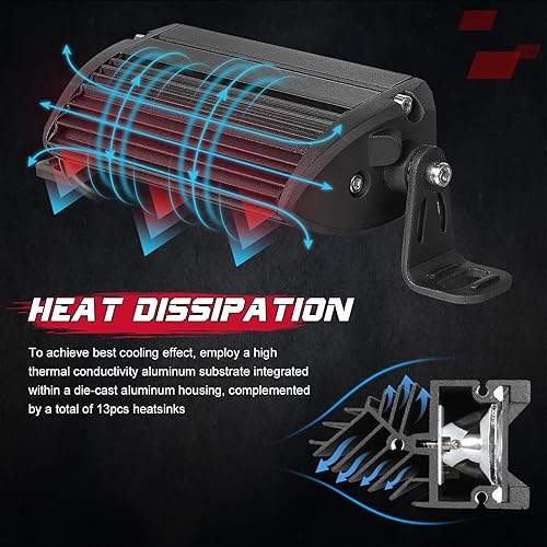 Miniatura 7 de OFFROADTOWN Barra de luz LED de 6 pulgadas, de una sola fila, vainas LED delgadas para conducción en todo terreno, luces antiniebla, luces de