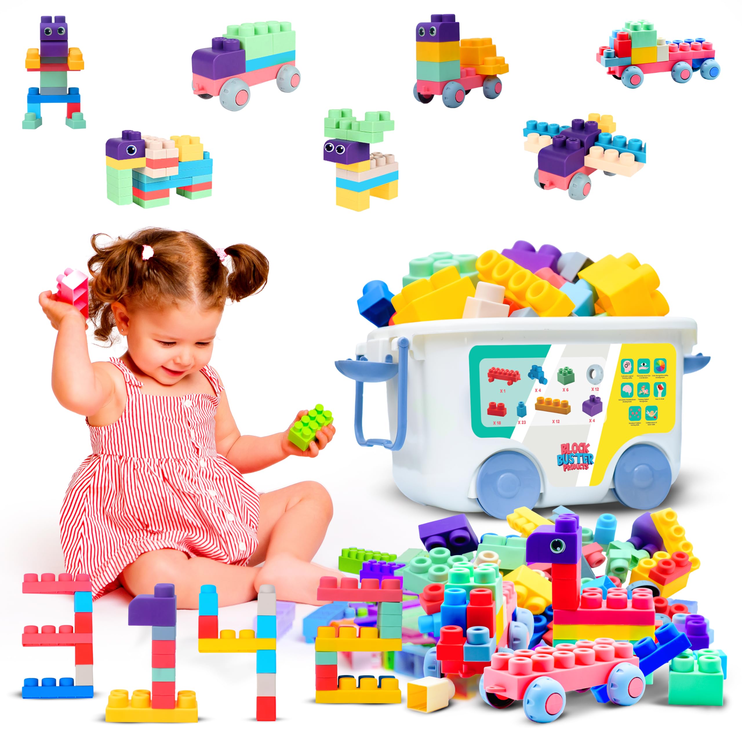 TOP Grade 80 PC Soft Big Building Blocks for Toddlers 1-3 - Creative STEM Toys With Storage Box - Multicolor Preschool Blocks - Ideal Birthday Gift