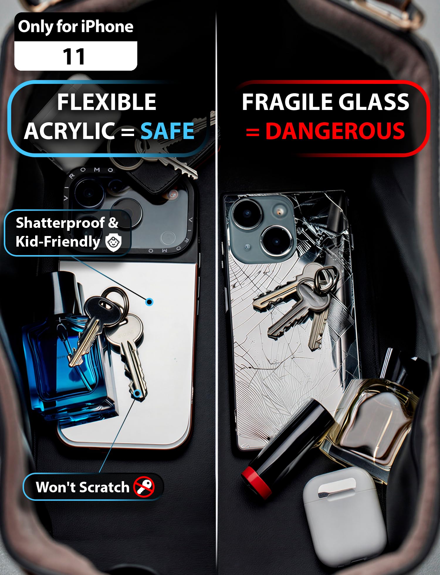 iPhoneケース FRGMT MIRROR CASE for iPhone XI PRO Amazon.com: VIROMO Unbreakable Mirror Case for iPhone 11 [2 Screen