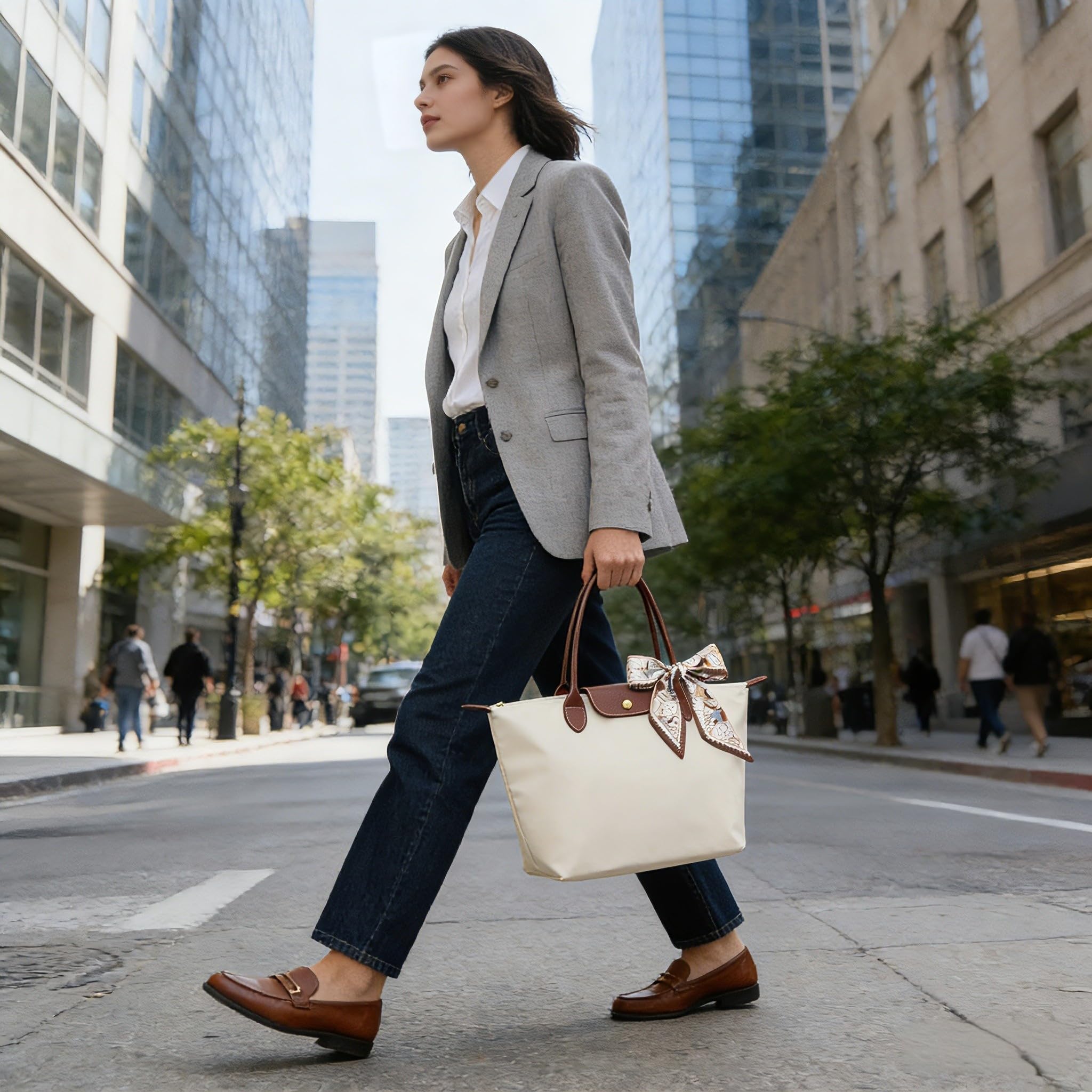 HTTDSLF Bolso de Hombro para Mujeres, Bolsa de Mano para Mujer, Bolso Universidad Trabajo, Liviano y Plegable, Bolsos de Grandes Capacidad para Viajar Desplazamientos Compras Playa — view 7