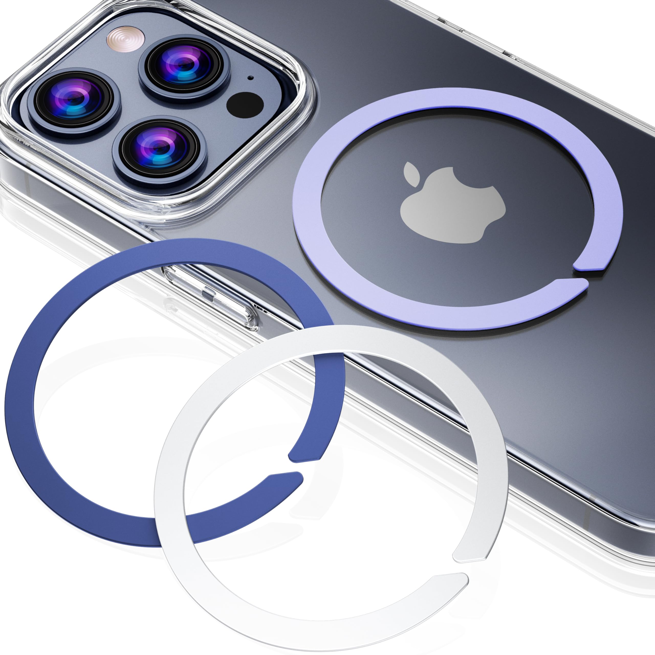 CheukKee Magnetic Ring for Phone case,mag-Safe Adapter Ring,mag-Safe Circle Sticker (Blue+White+Purple)