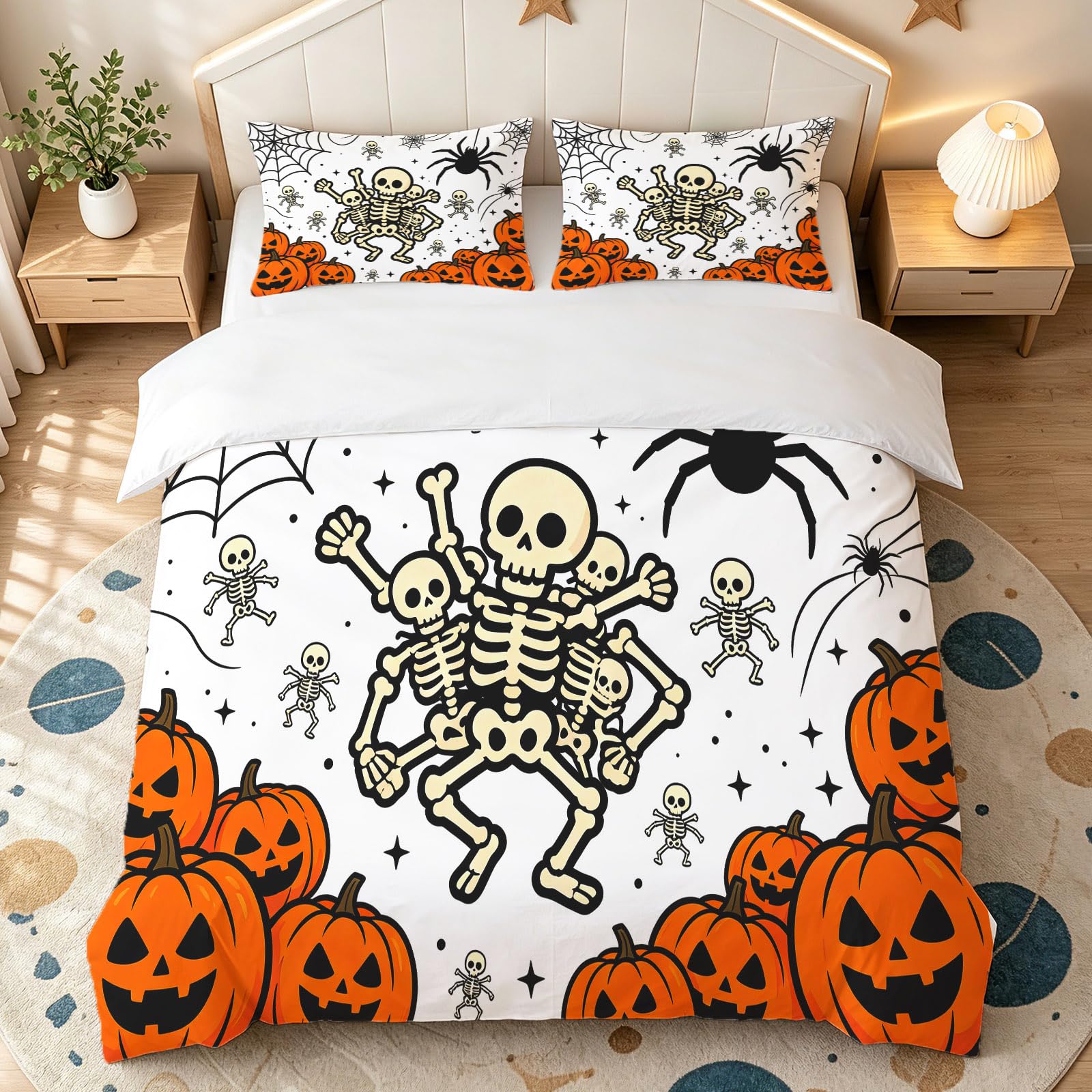Komplet pościeli 240 x 260 cm poszewka na kołdrę z trupią czaszką Halloween