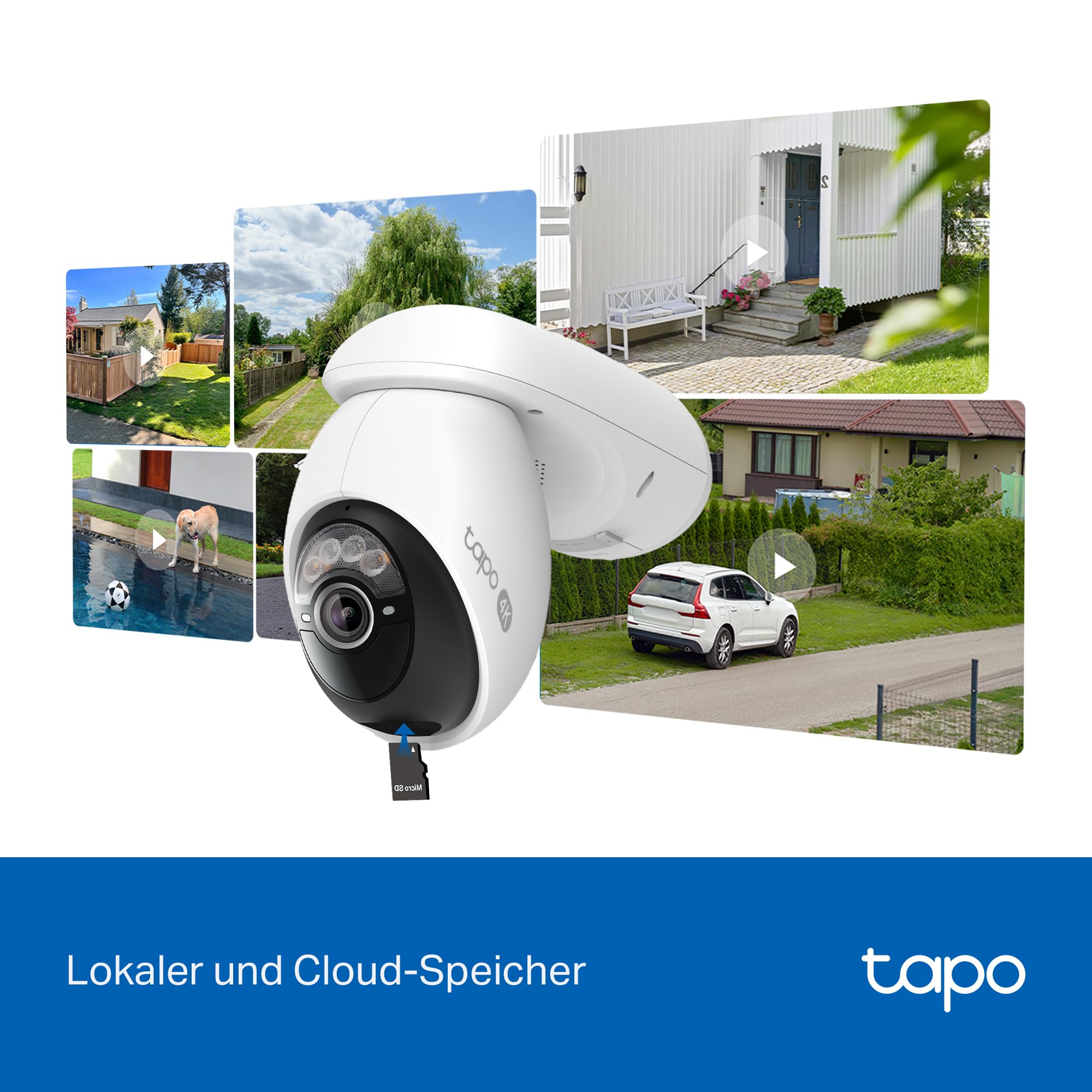 Tapo C660 KIT 4K 360° Solar Überwachungskamera Außen, Akku 10000 mAh, Farbnachtsicht, Dual-Band WLAN, KI-Erkennung, Licht & Ton Alarm, Lokale Speicherung über microSD oder Tapo H500