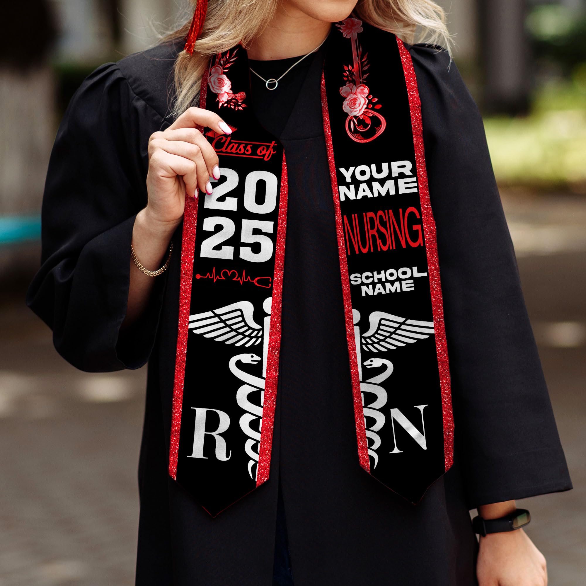 Customized Nursing Graduation Stole/Sash, RN Nurse Stole Graduate 2025, Class of 2025 With Medical Logo Gs 4