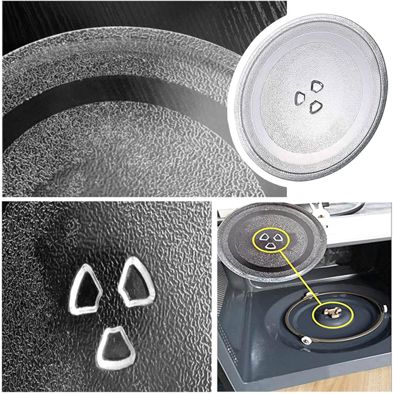 Universall Microwave Glass Turntable Plate, 9.6" 10" 12.4" Round Microwave Glass Plate, 0.2" Thick, Microwave Glass Tray With Microwave Turntable Coupler And Ring, Replacement Accessories ( Color : Cl