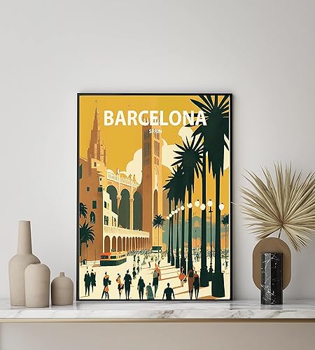 Miniatura 3 de HomeArtPrint Impresión artística, Barcelona, España, arte de pared, decoración de póster retro, 11 x 14 pulgadas (sin marco)