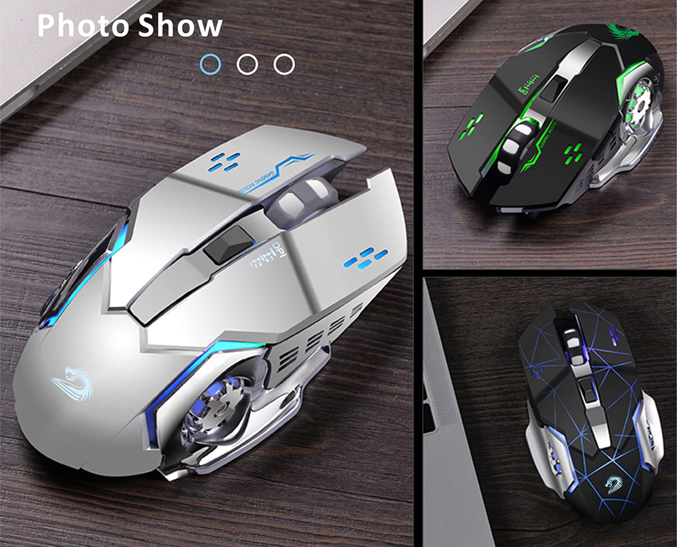 Ratón inalámbrico Q85 para Videojuegos, 2,4 G LED, óptico, silencioso, inalámbrico, con 4 Luces LED, 3 dpi Ajustables, diseño ergonómico, Reposo automático