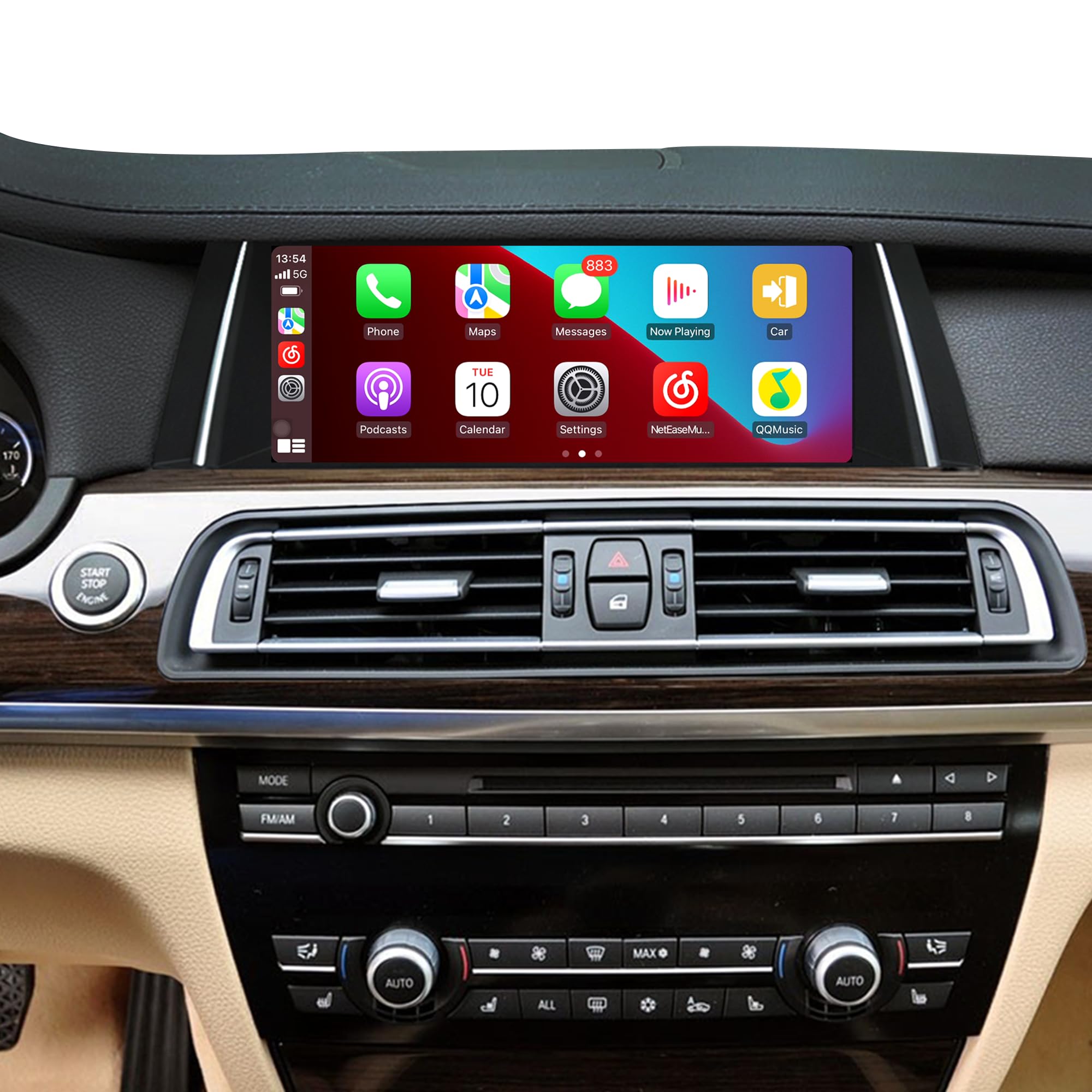 Aktualizacja ekranu Android 25.0 cm do BMW serii 7 F01 F02 F03 NBT, CarPlay, Android Auto, lustrzane odbicie ekranu, podzielony ekran, Wi-Fi, muzyka, nawigacja, kamery samochodowe, Netflix Spotify