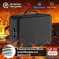 Vista 2 de DocSafe Organizador de documentos de 5200°F con cerradura, caja con aislamiento térmico mejorado resistente al fuego y a prueba de agua, organizador