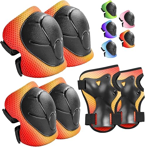 Miniatura 52 de Juego de rodilleras de protección para niños de 3 a 14 años, rodilleras y coderas con muñequeras 3 en 1 para patinaje, ciclismo, bicicleta, patinaje