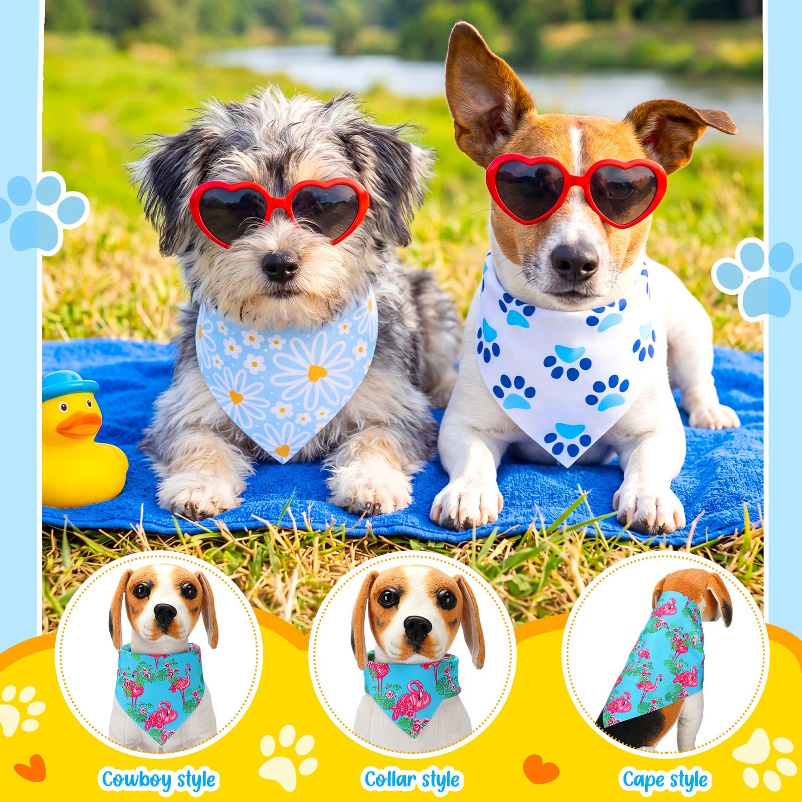 Sanwuta 120 bandane per cani con stampa di zampa blu, bandane per cani, triangolo, fazzoletto, bavaglino, set per costumi per animali domestici, accessori quotidiani
