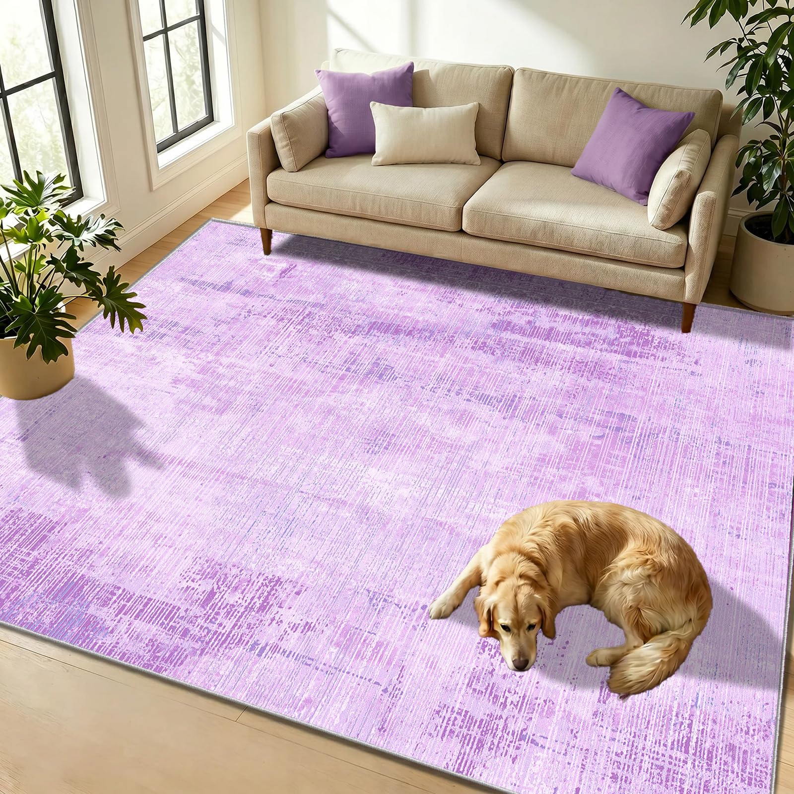 WUTONG Purple Rugs Living Room 80x120cm,Abstract Washable Bedroom Rug