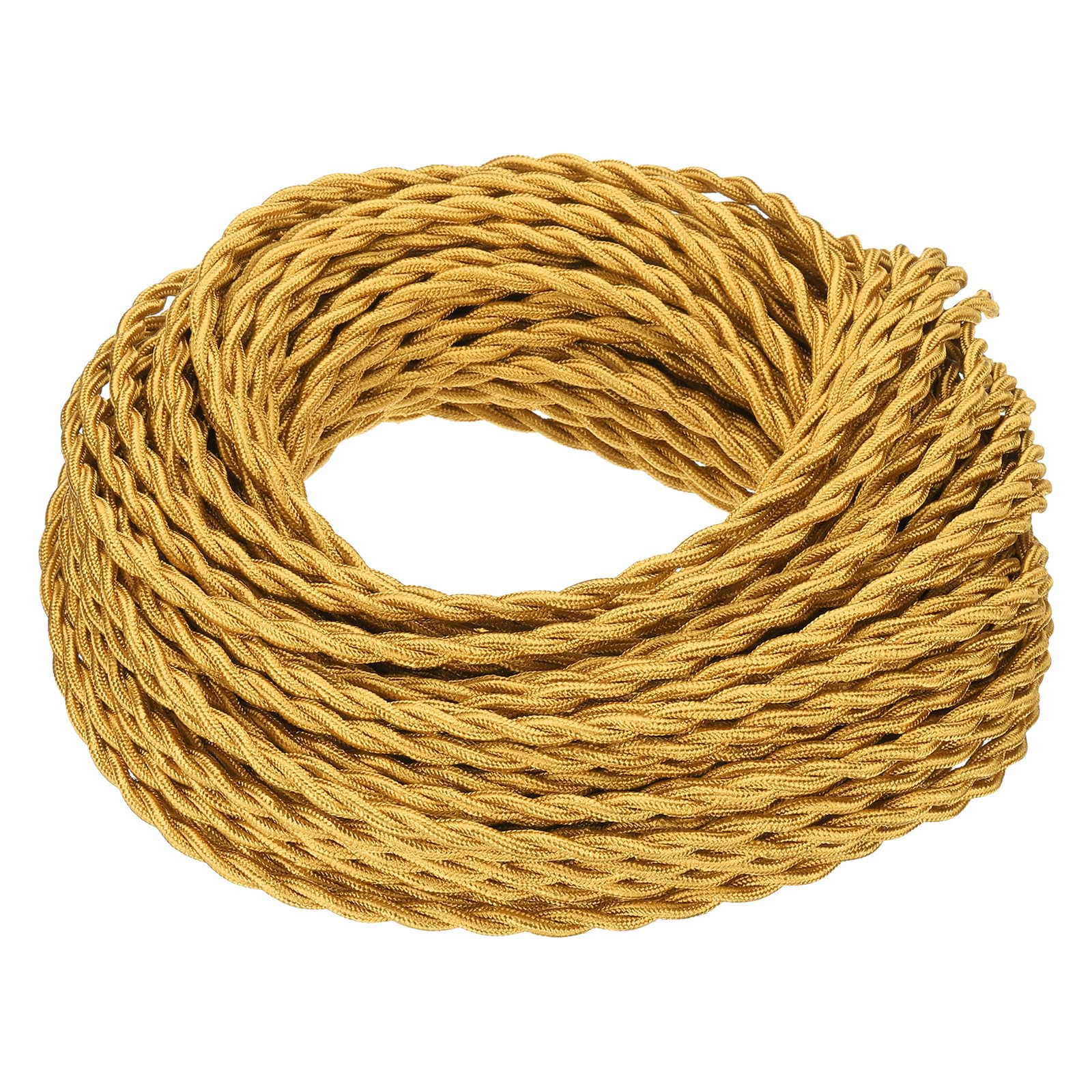 PATIKIL Fil Électronique 100 ft Fil Tissé Recouvert de Tissu, UL Listed 18AWG 2-Conducteur Cordon Lampe Vintage Cordon de Remplacement pour Ampoule accrochage Projet Industriel DIY, Doré