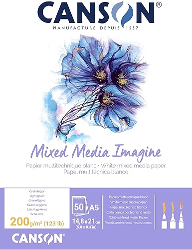 Miniatura 8 de Canson Imagine Mixed Media - Papel de 7.05 oz/m², color blanco natural, bloc A3, incluye 50 hojas
