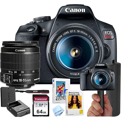 Canon EOS Rebel T7 DSLR Camera Bundle w/Canon EF-S 18-55mm f/3.5-5.6 is II Lens + 64GB Memory + Stabilizing Grip + Software Pack +More (Value Bundle) (Renewed)