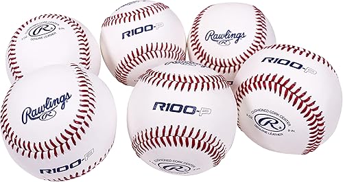 Miniatura 3 de Rawlings Pelotas de béisbol de práctica de costura elevada | R100-P | Escuela secundaria/juventud | 6 unidades