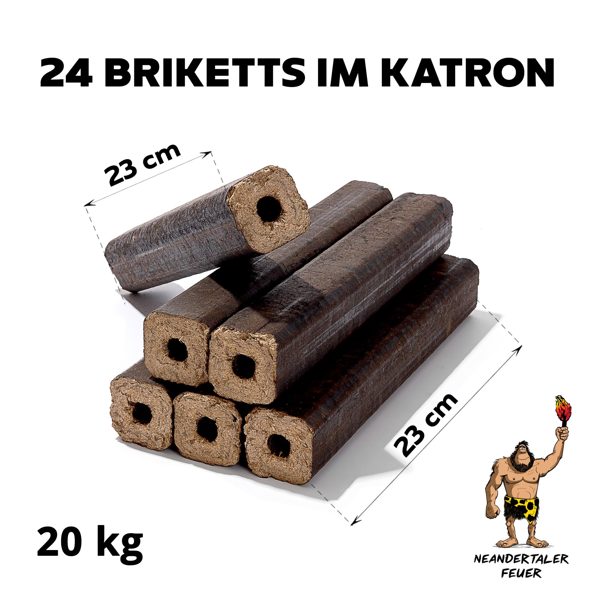 Holzbriketts PiniKay Hartholzbriketts – Kaminbriketts 20 kg Briketts Kamin Ofen Grill | Briquettes Hartholz Eiche Buche Brikett Holzbrikett Gluthalter