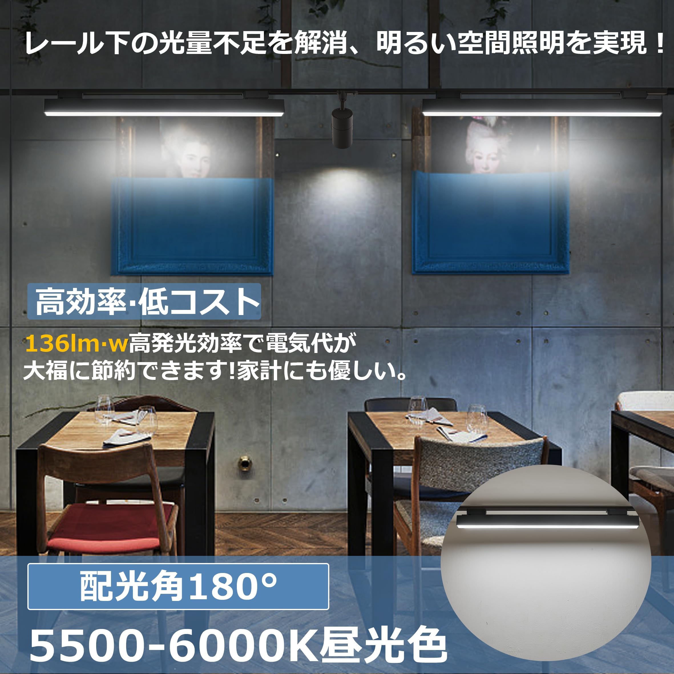 Amazon.co.jp : 業務用 ダクトレール用 LED蛍光灯 配線ダクトレール用