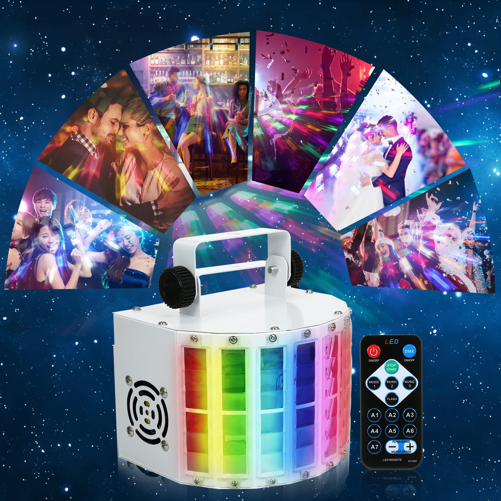 Kavolet Disco Light, Stage Light, 100-240V, 24 W, LED, RGBW, 6 Channels, DMX 512, Voice Control, Auto Voice Control, LED Projector, DJ Disco, Home, KTV Strobe Light Kavolet Disco Light, Stage Light, 100-240V, 24 W, LED, RGBW, 6 Channels, DMX 512, Voice Control, Auto Voice Control, LED Projector, DJ Disco, Home, KTV Strobe Light