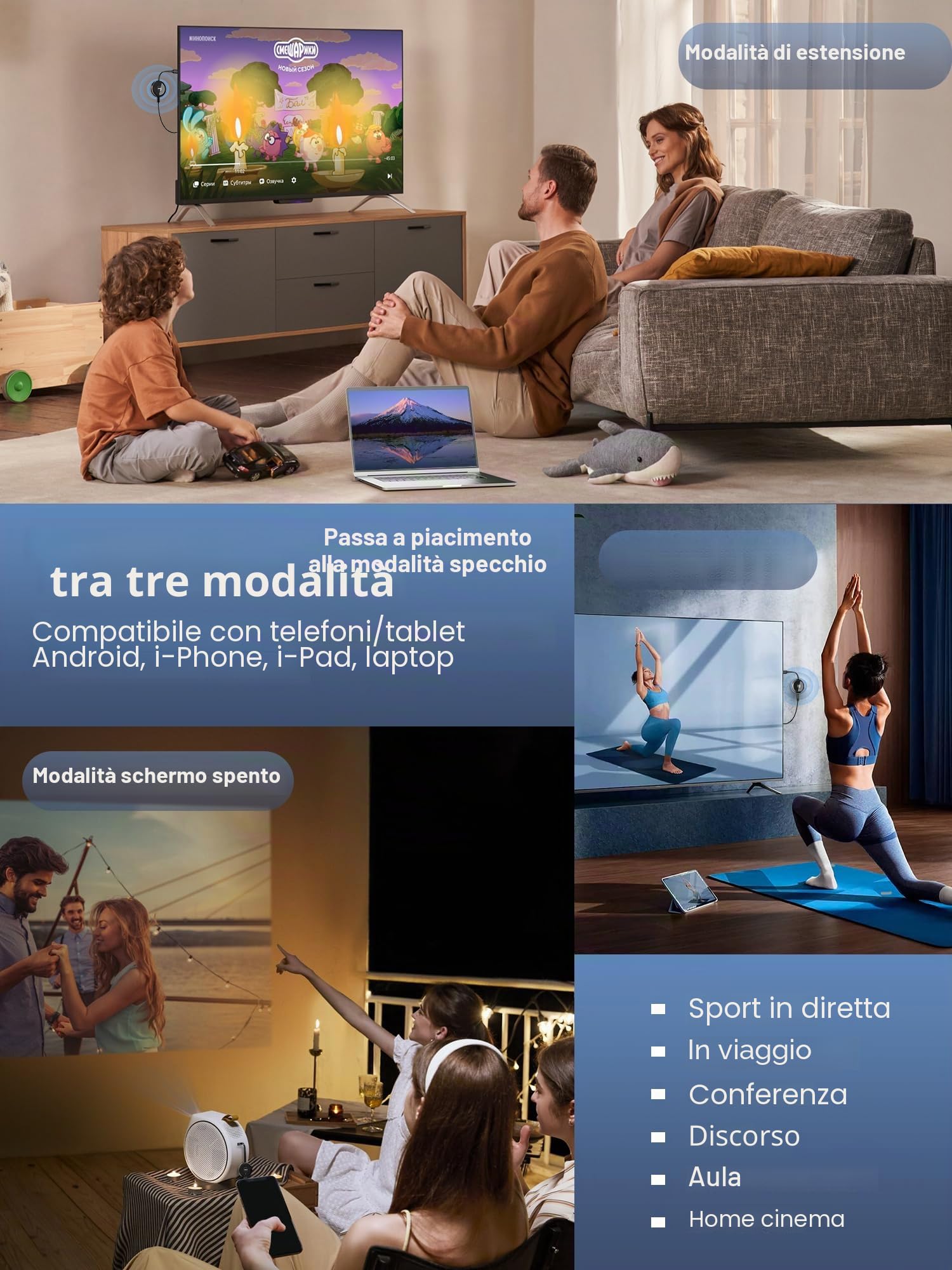 Adattatore display wireless AIMIBO 4K 5G - Film, programmi e TV in diretta Plug & Play da smartphone, tablet, laptop su qualsiasi TV - compatibile con i*OS, Android, Windows, Mac OS, Airplay, DLNA
