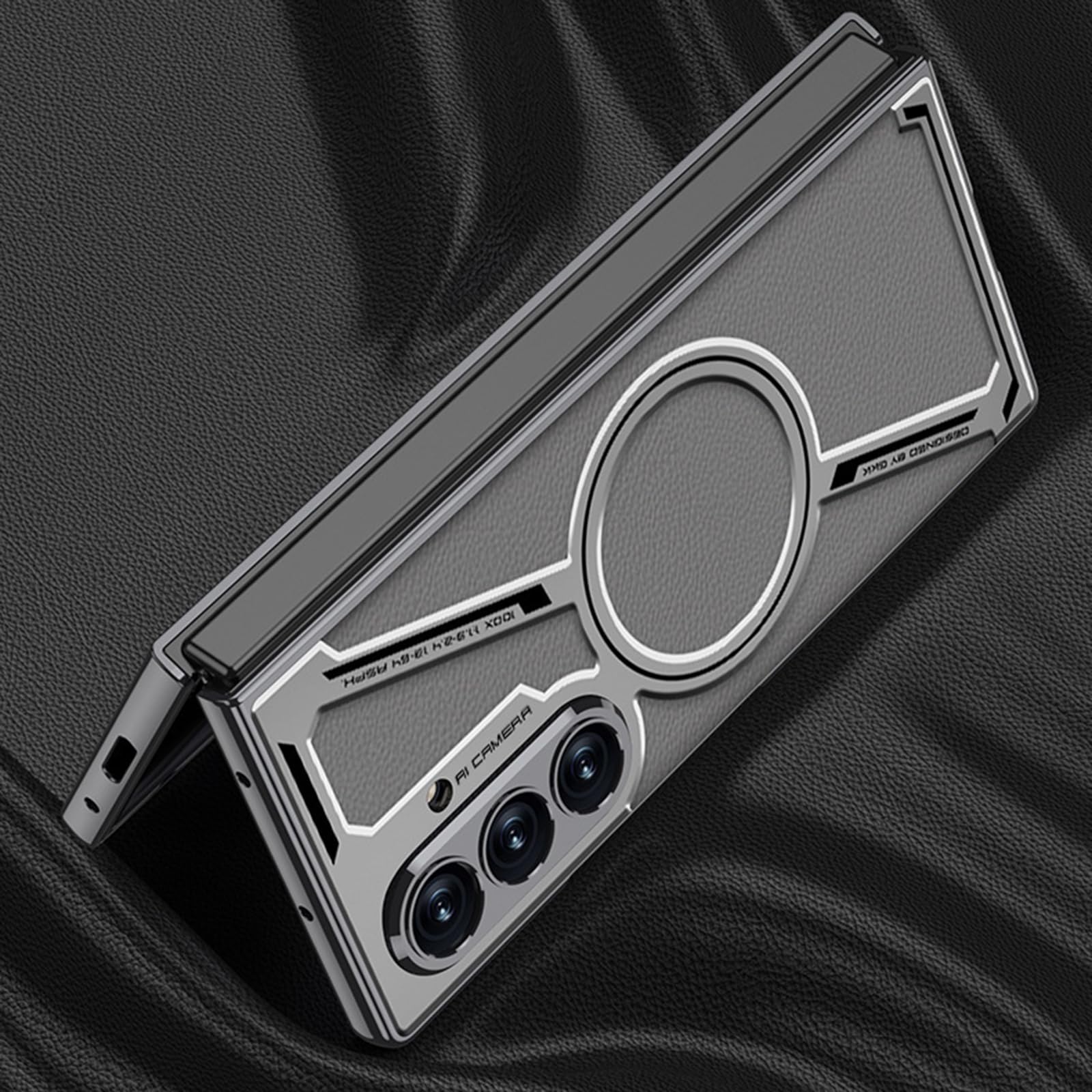 Magnetyczne etui do Samsung Galaxy Z Fold 8 Ultra, poszycie skórą