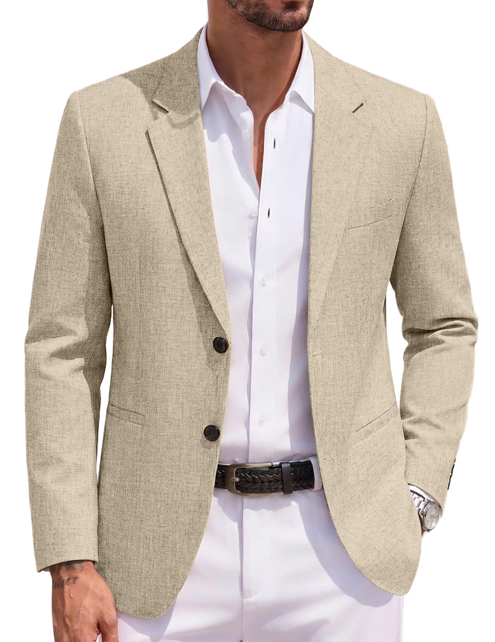 COOFANDY Blazer décontracté pour homme, veste de sport légère tricotée à deux boutons