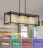 MEIXISUE Modern K9 Crystal Chandeliers RGB LED Rectange