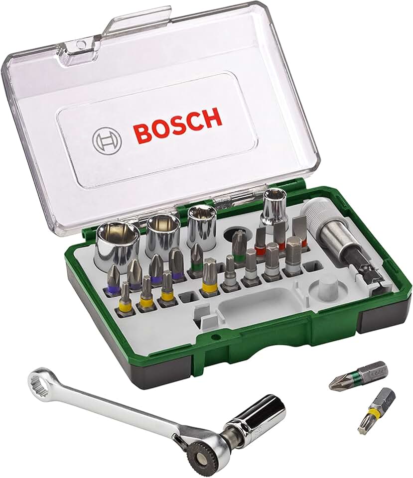 27pc.Screwdriver Bit and Ratchet Set (PH-, PZ-, Hex-, T-, S-