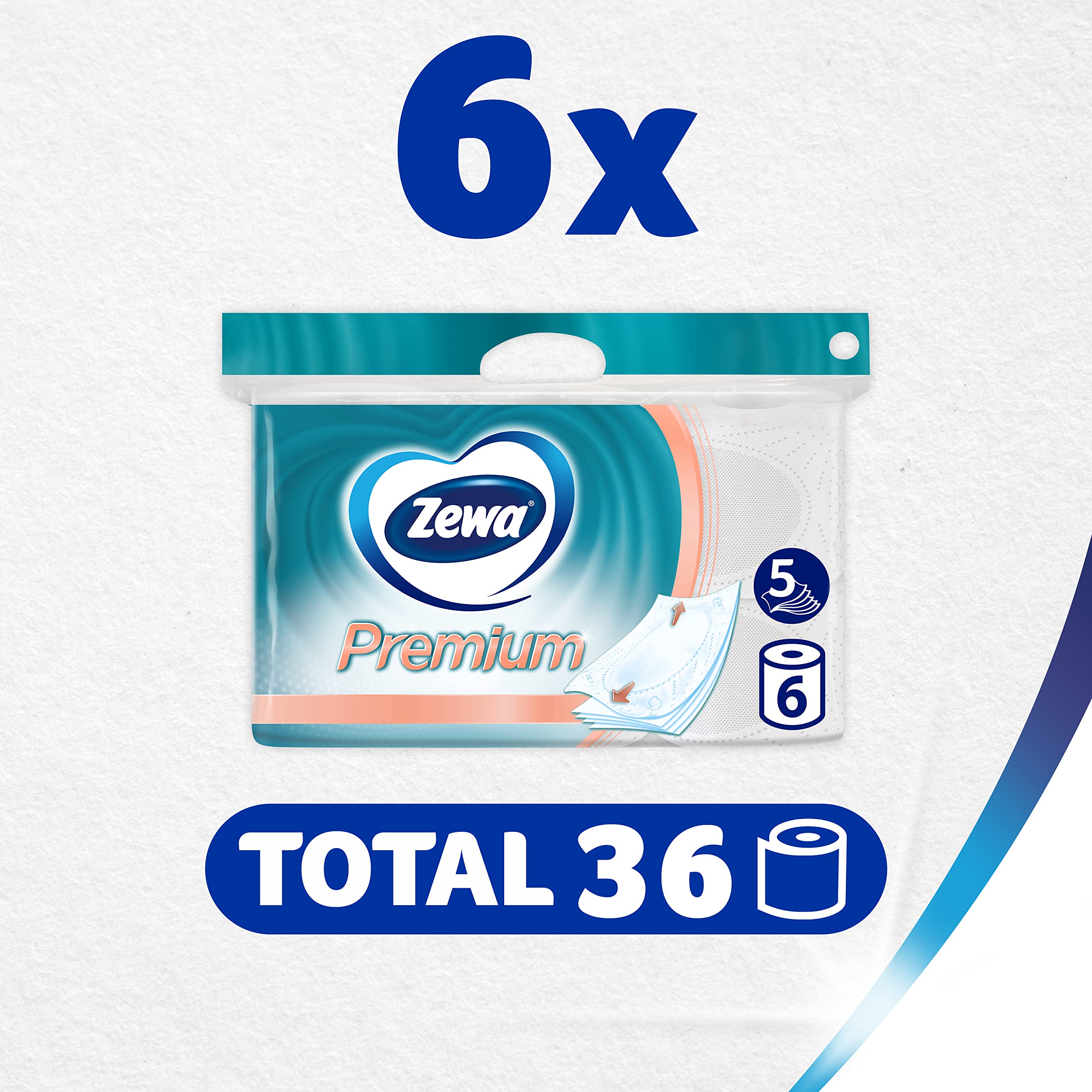 Zewa Toilettenpapier trocken Premium, 6x110 Blätter, Megapack mit 6 x 6 Rollen (je 110 Blatt) 29870