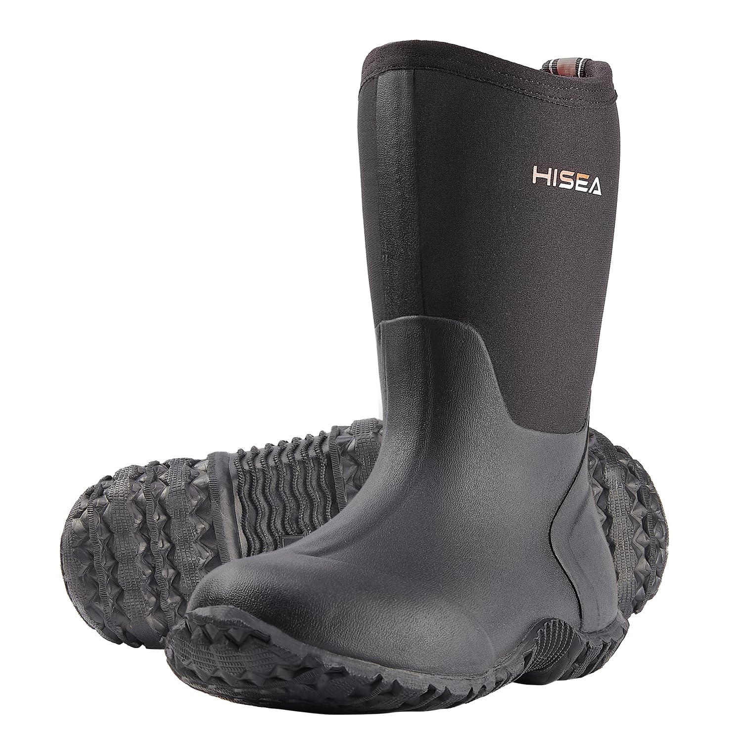 HISEA Kids Rain Boots Waterproof Neoprene Rubber Mud Boots Youth Rainboots Mid Calf Rain Shoes for Toddlers Kid Children Boys & Girls