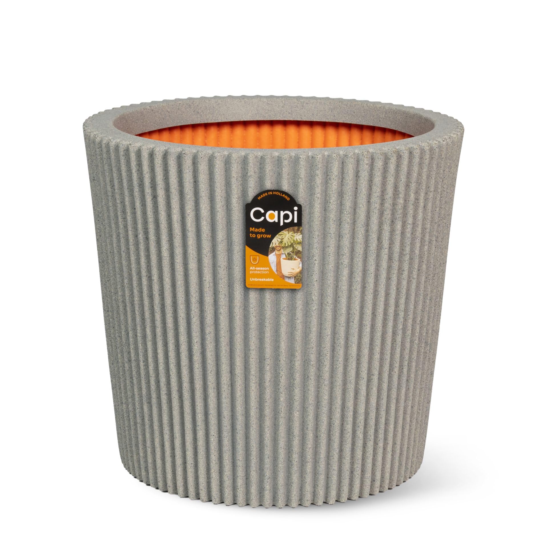 Capi Europe - Vase Conical Groove NL - 45x41 - Concrete - Planter for indoor and outdoor use - Shatterproof - KGVCT613