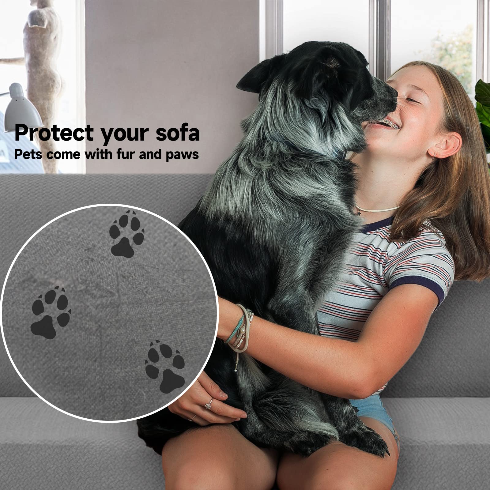 Ystyle Copridivano 3 Posti con Braccioli, Elasticizzato Copri Divano AntiGraffio Gatto Cani, Universale Moderno Fodere Copridivani, Elastico Copripoltrona Antimacchia Antiscivolo, Grigio Chiaro