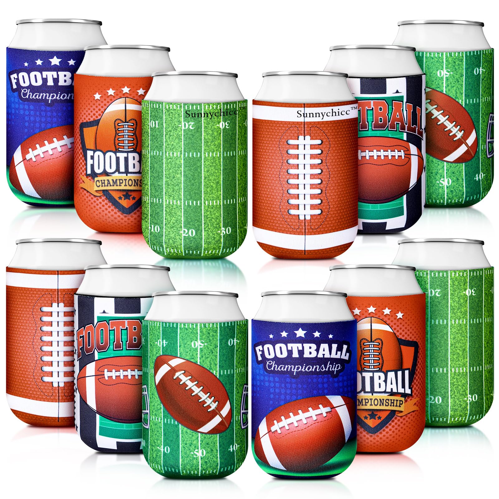 Manchons pour canettes de football réutilisables en lot de 30 pour fêtes sportives