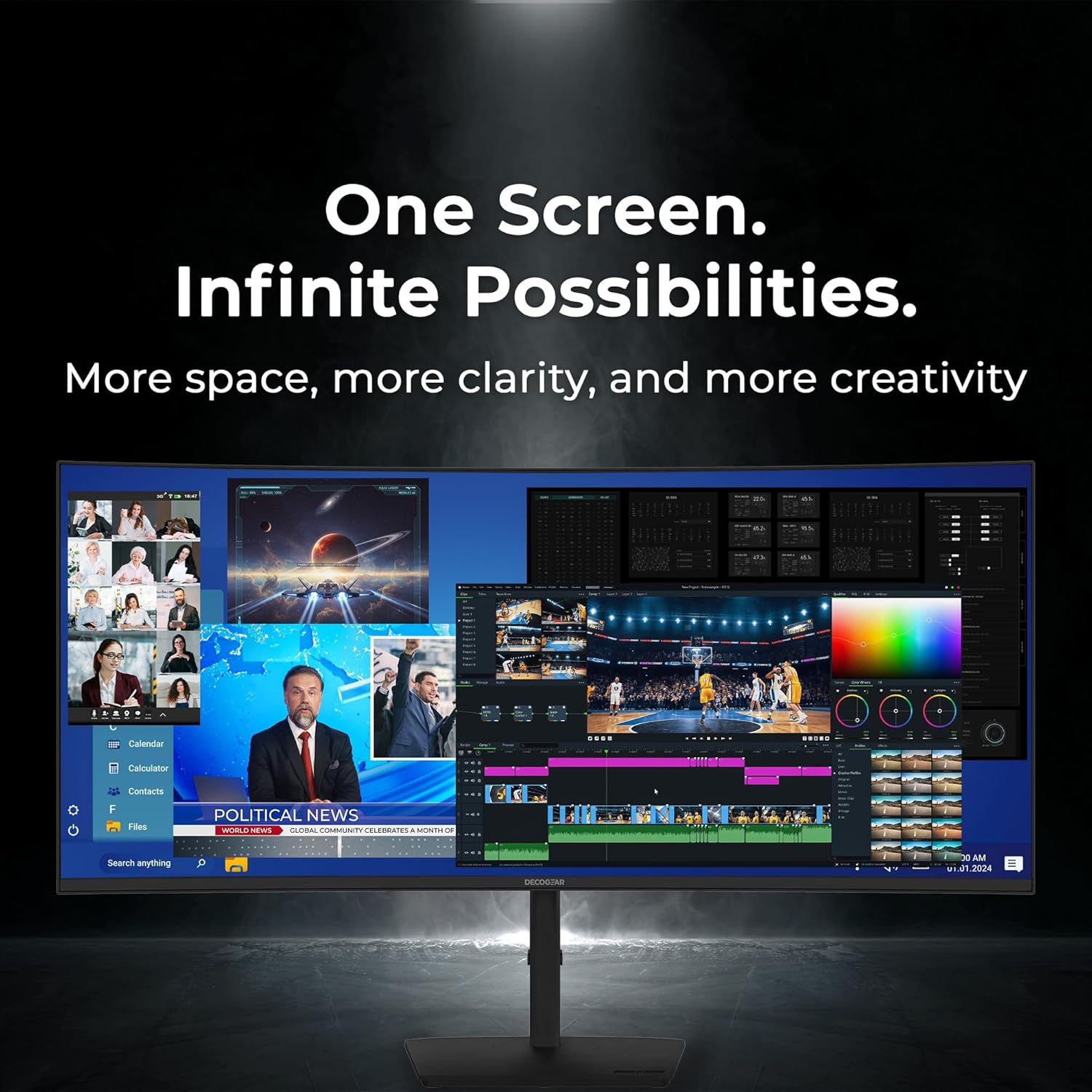 Deco Gear 40 Curved 5K2K Nano IPS Monitor | 5120×2160 UltraWide 21:9 Display, 120 Hz Refresh | 65 W USB-C PD | HDR, Adaptive Sync | Built-in Speakers for Work