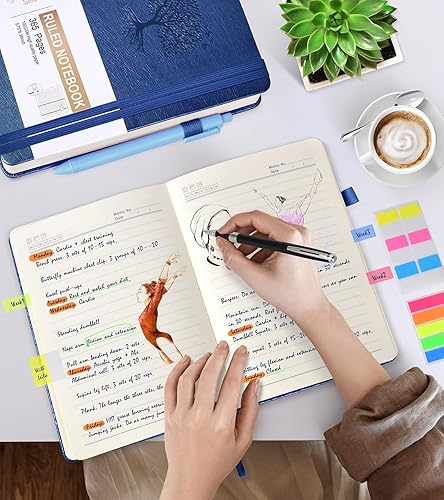 Miniatura 54 de Cuaderno de puntos, 360 páginas numeradas, cuadrícula de puntos, de 8.5 x 11 pulgadas, papel de punto de 3.53 oz/m², tapa dura gruesa, de cuero