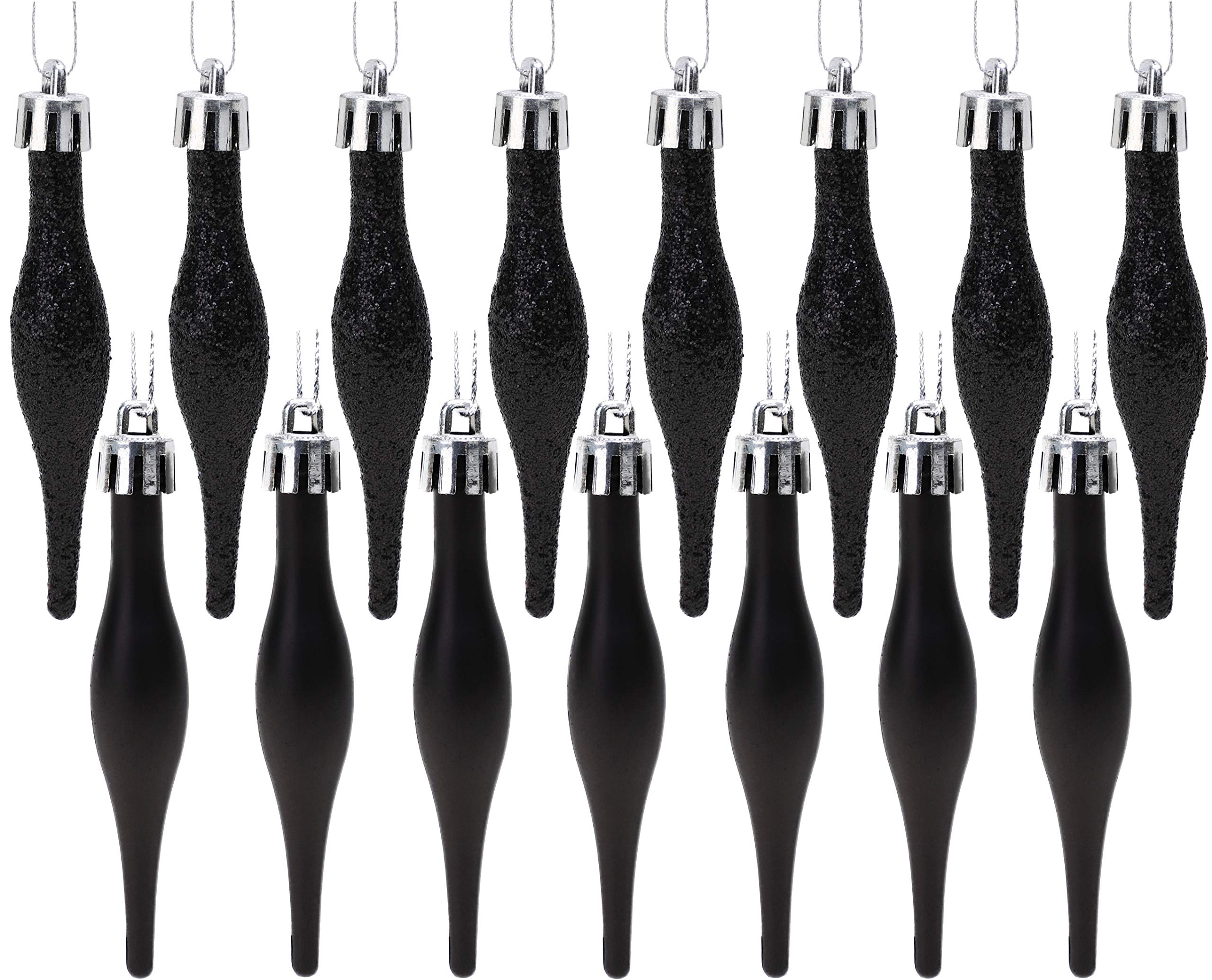 Christmas Concepts 15 to 8.5 cm (3.4") Droplet Ball Pack - Matte & Glitter Design -… (Black)