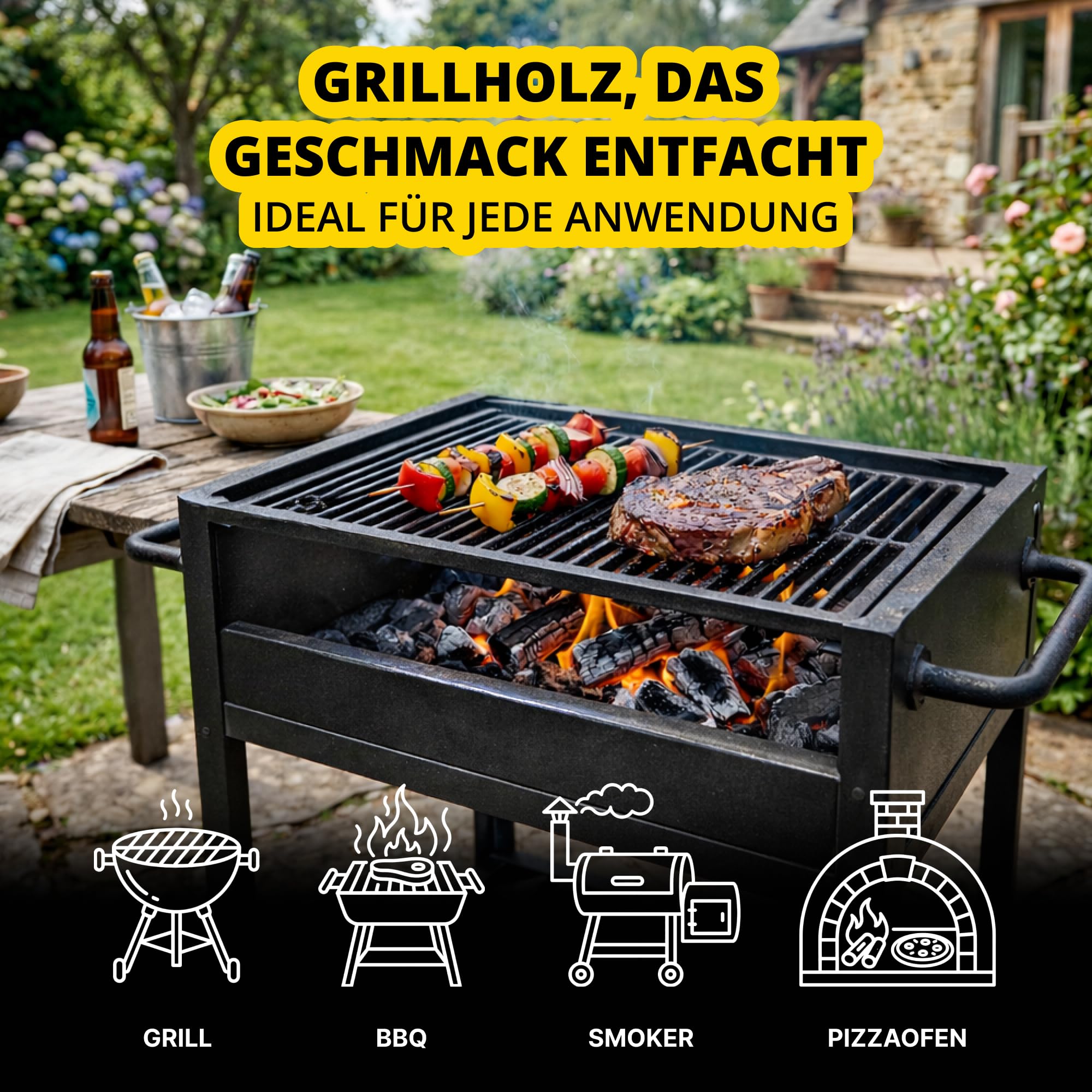 Brennholz Eichenholz Kaminholz - Grillholz 25 cm 60 kg | Hartholz Eichen Feuerholz | Holz für Grill Kamin Smoker Ofen | Firewood (60 kg)