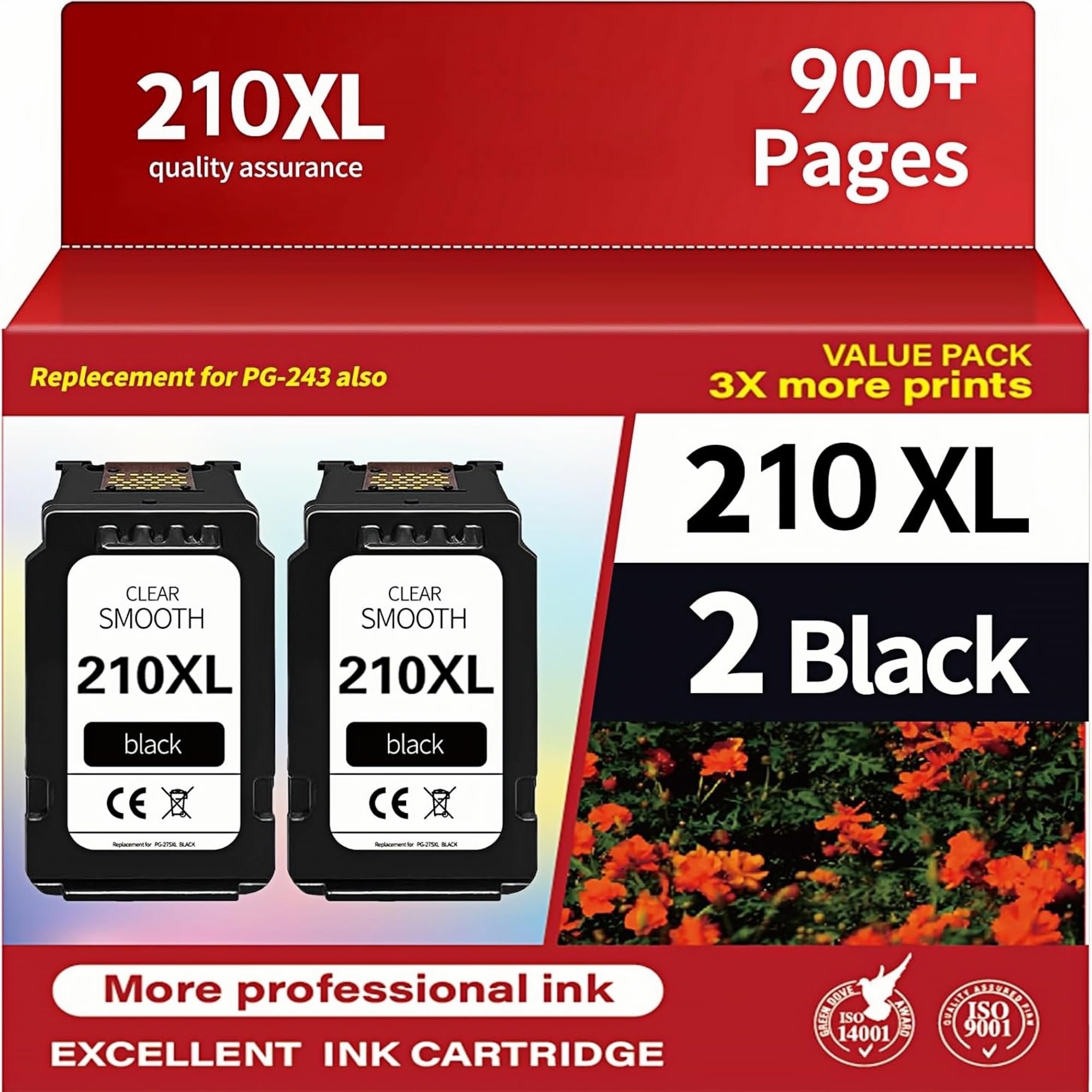 210xl Black Ink Cartridge High Yield Replacement for Canon PG210 PG-210 210XL Black Ink Cartridges for PIXMA MX410 IP2700 IP2702 MP240 MP250 MP495