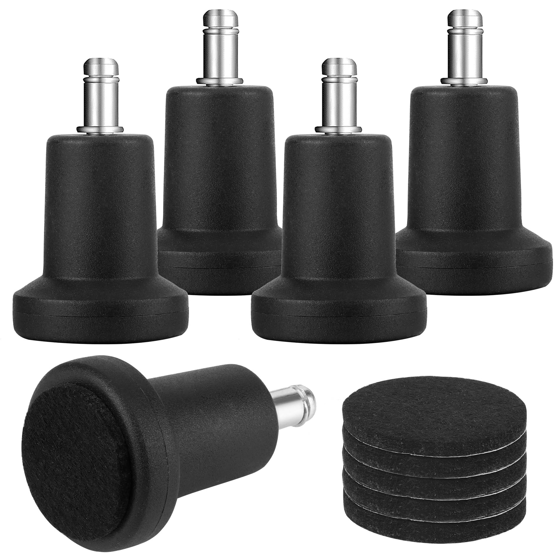 11 x 22mm Silla de Oficina Tope de Rueda Deslizadores en Forma de Campana Reemplazo 5 Piezas Ruedas Giratorias Planos Planeadores（Negro）