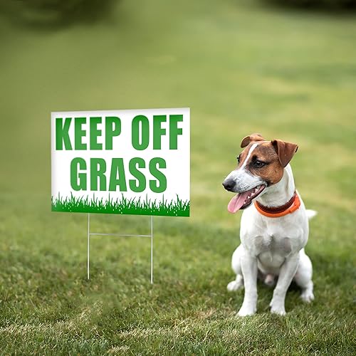Miniatura 6 de Letrero con texto en inglés Please Keep Off Gras, 3 carteles de 8 x 12 DS Coroplast Keep Dogs Off Lawn