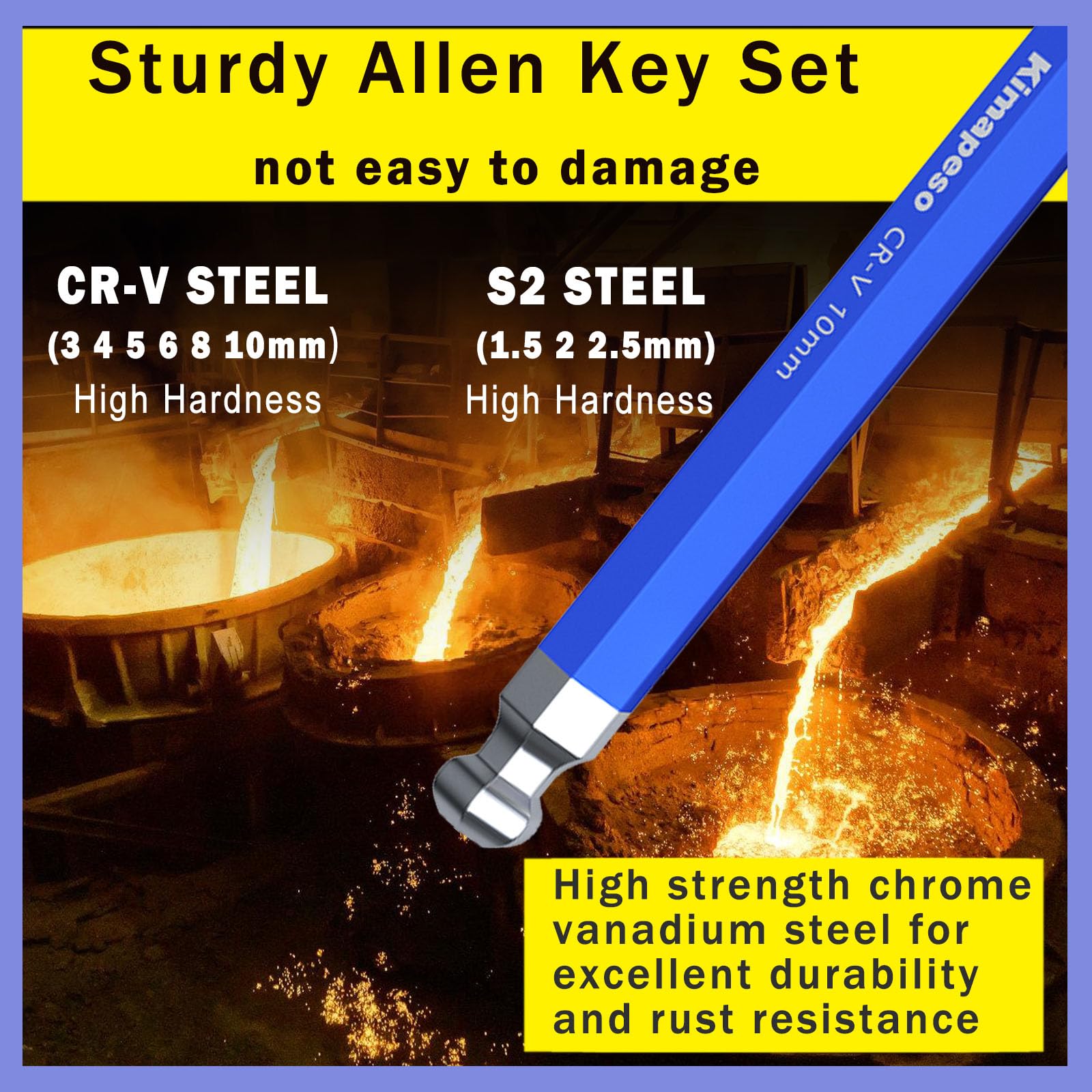 Set di 27 chiavi a brugola a braccio lungo, con estremità sferica extra lunga, set di chiavi a brugola metriche imperiali Torx con impugnatura a T metriche da 1,5 mm-10 mm, SAE 1/16-3/8, set