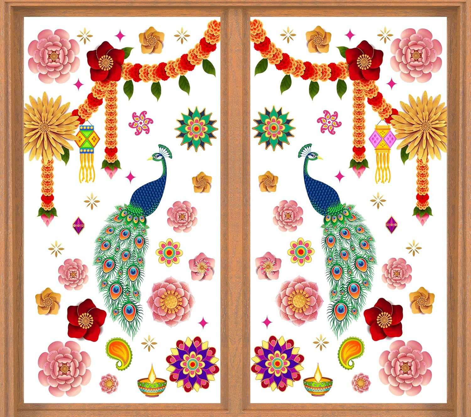 Amazon.com: 75 PCS Diwali Window Clings Diwali Window Stickers Diwali Window Decals Diwali Decor ...