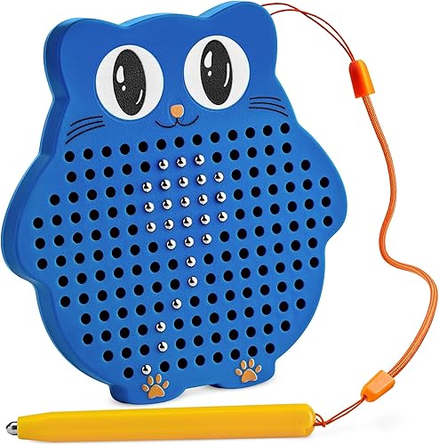 Tablero de dibujo magnético para niños y niños pequeños con cuentas y lápiz óptico magnético, juguete de viaje magnético para actividades de avión y