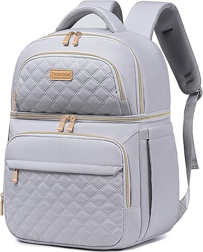 Miniatura 9 de Mochilas Refrigeradoras de Almuerzo Aisladas - Bolsa de Almuerzo para Mujeres de Doble Piso, Lonchera a Prueba de Fugas, Mochila de Lonchera Grande,