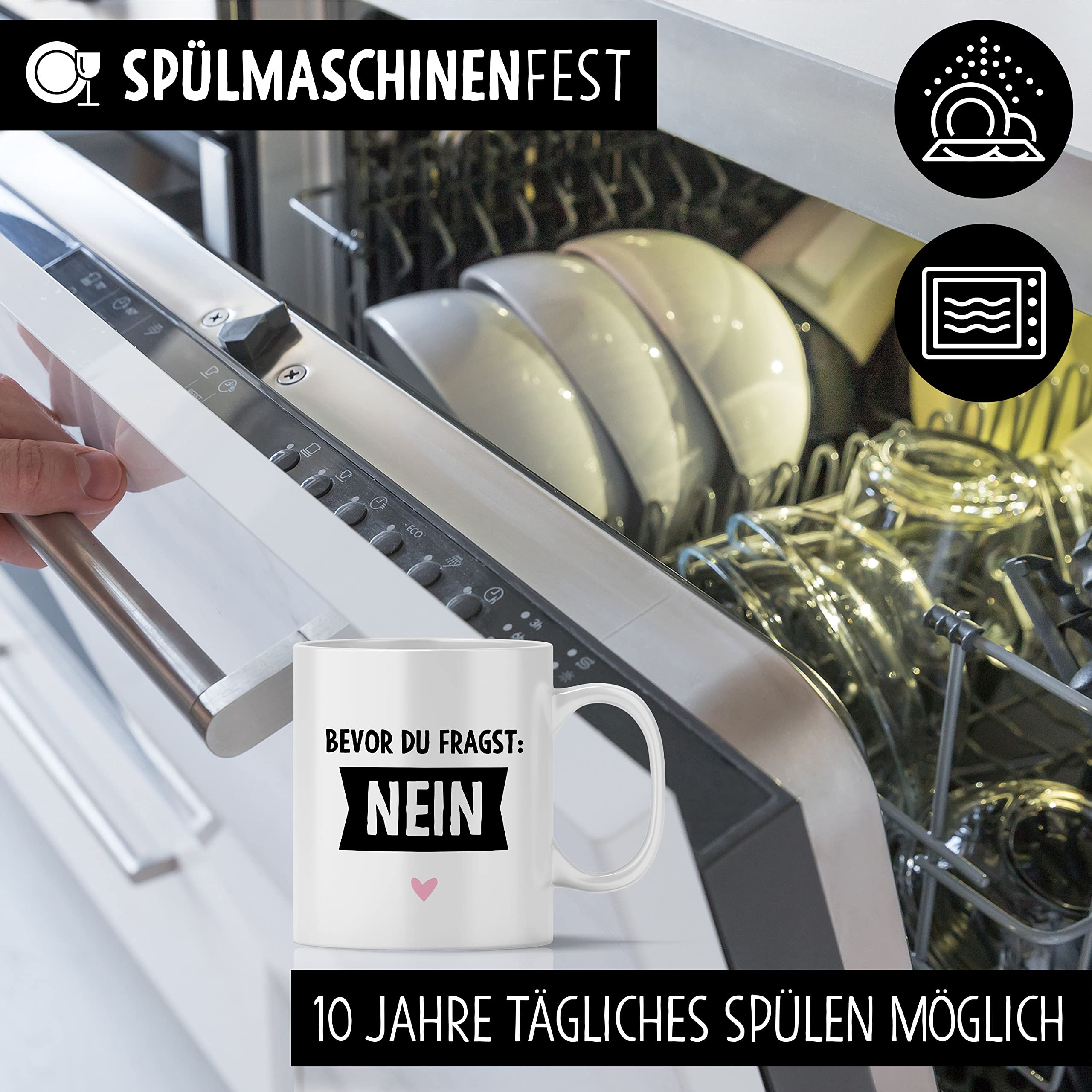 Tasse „Bevor Du Fragst Nein“ | 300 Ml, Keramik, Witziges Spruchgeschenk