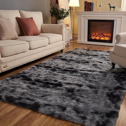 Miniatura 84 de Arbosofe Alfombras suaves y esponjosas para dormitorio, sala de estar, alfombras peludas de color azul marino, 6 x 9 pies, alfombra para habitación